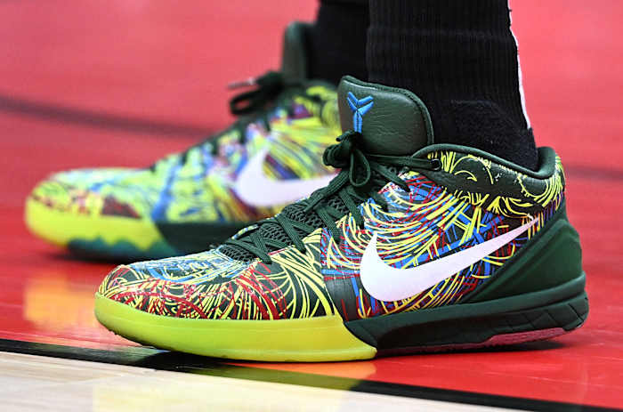 Portland Trail Blazers guard Ben McLemore wears the Nike Kobe 4 Protro.